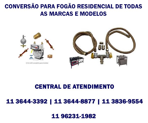 conversão fogão residencial de todas as marcas e modelos